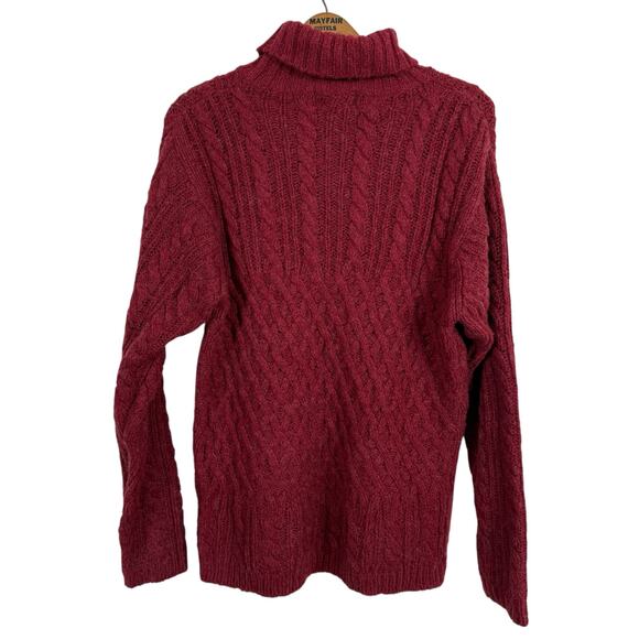 Vintage 90s St John's Bay Women Cable Knit Sweater Large Turtleneck Wool Blend - Picture 3 of 5